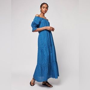 Faherty Willow floral tiered maxi dress in indigo XS